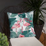 Flamingo and Tropical Print Pillow